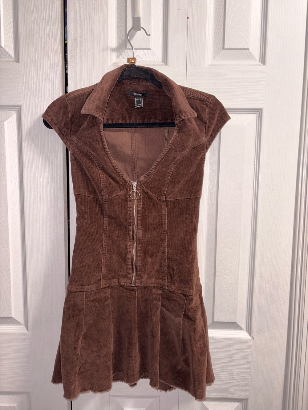 Brown Corduroy Zip-Up Mini Dress | Forever 21